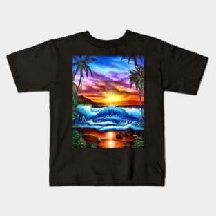 Sunset Hawaiian seascape Kids T-Shirt